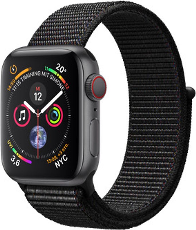 Apple Watch Series 4 40 mm boîtier en aluminium gris sidéral avec Boucle Sport noir [Wifi+ Cellular]