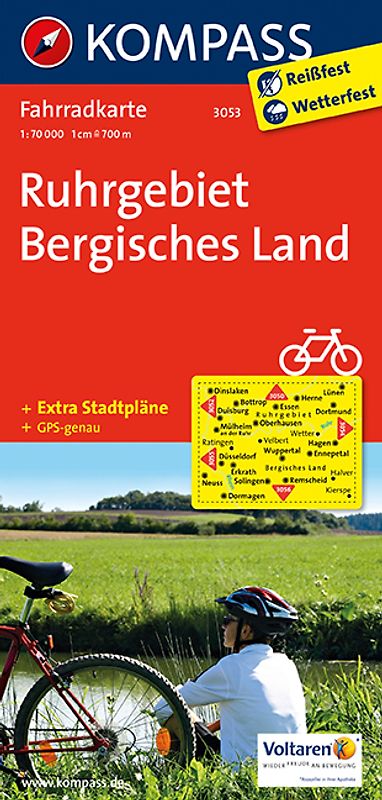 KOMPASS Fahrradkarte 3053 Ruhrgebiet - Bergisches Land 1:70.000