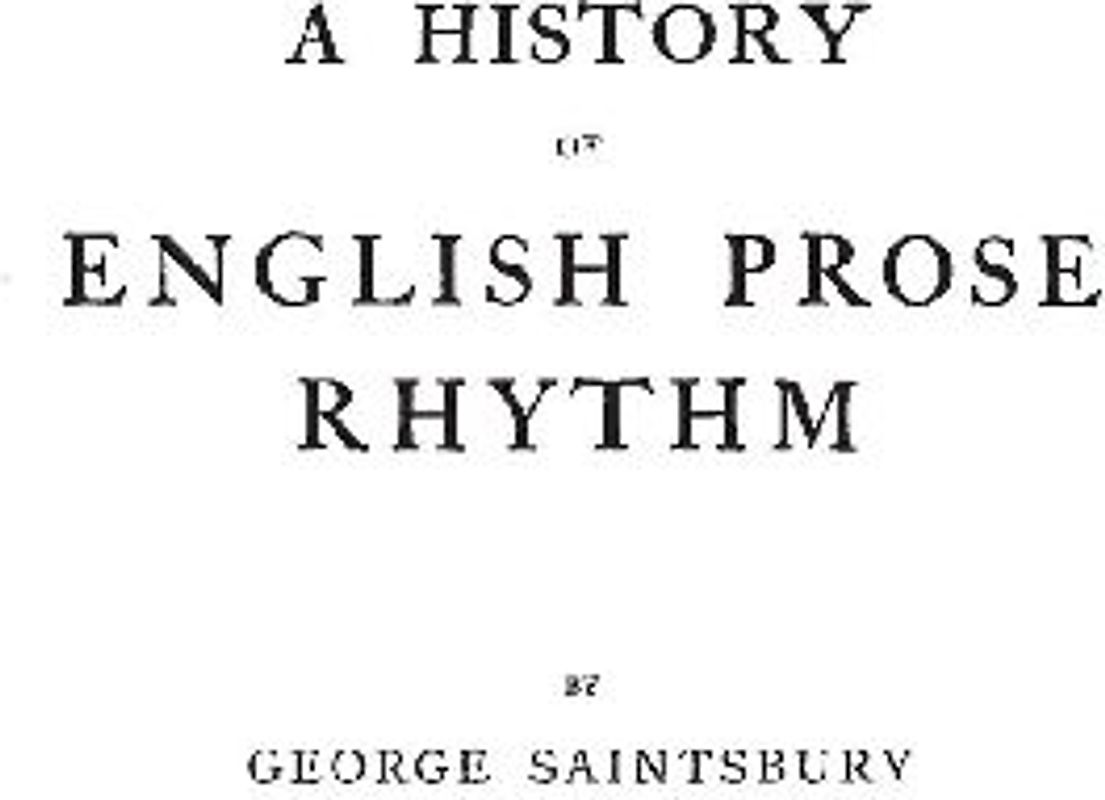 A History of English Prose Rhythm