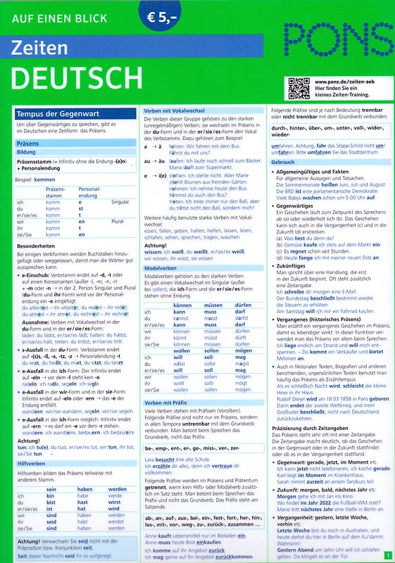 PONS Zeiten auf einen Blick Deutsch