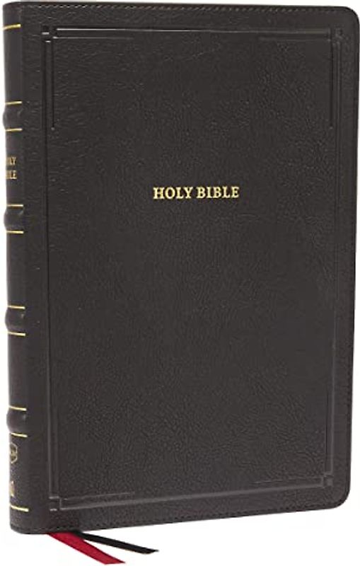 NKJV, Deluxe Thinline Reference Bible, Large Print, Leathersoft, Black, Thumb Indexed, Red Letter, Comfort Print: Holy Bible, New King James Version