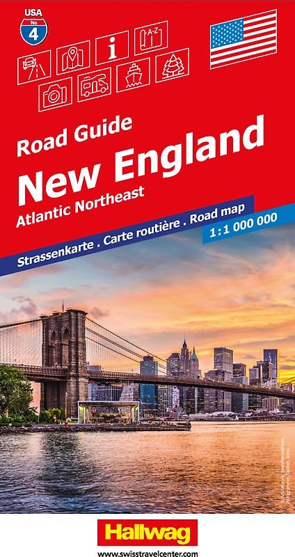 Hallwag Strassenkarte USA, New England 1:1 Mio.