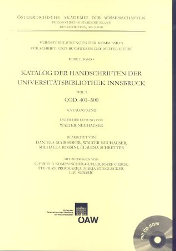 Katalog der Handschriften der Universitätsbibliothek Innsbruck
