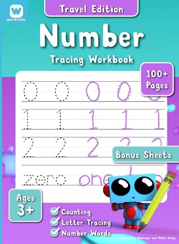 Number Tracing Workbook: Travel Edition Practice Tracing Numbers 0-100 (Tiny Robot Workbooks)
