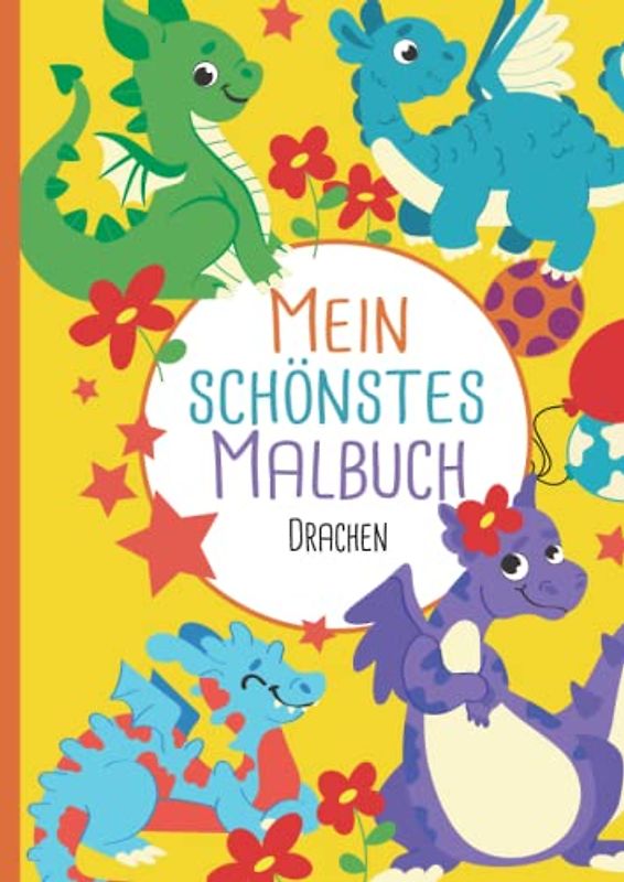 Mein schönstes Malbuch: 50 wunderschöne Drachen-Motive zum Ausmalen für Kinder ab 4 Jahren.