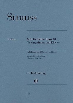 Acht Gedichte op. 10; Tiefe Stimme und Klavier: Besetzung: Singstimme und Klavier (G. Henle Urtext-Ausgabe)