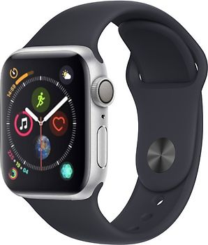Apple Watch Series 4 40 mm boîtier en aluminium argent avec Bracelet Sport noir [Wifi]