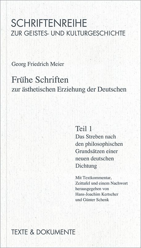 Frühe Schriften zur ästhetischen Erziehung der deutschen / Frühe Schriften zur ästhetischen Erziehung der deutschen