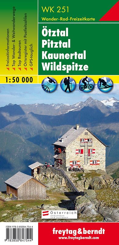 WK 251 Ötztal - Pitztal - Kaunertal - Wildspitze, Wanderkarte 1:50.000
