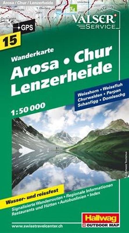 Arosa, Chur, Lenzerheide Wanderkarte. Nr. 15, 1:50 000