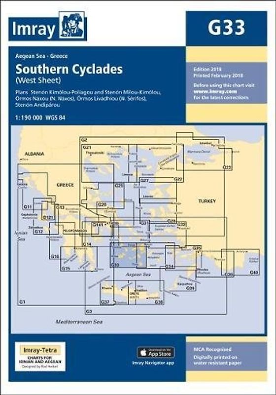 Imray Chart G33: Southern Cyclades (West Sheet) (G Charts, Band 33)