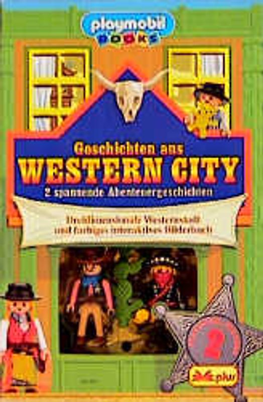 Geschichten aus Western City. Spielkulisse mit Bilderbuch und Spielfiguren