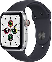 Apple Watch SE 44 mm Caja de aluminio en plata - Correa deportiva negra [Wifi + Cellular]