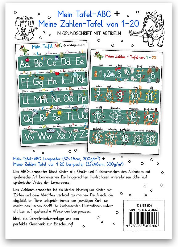 Mein Tafel-ABC in Grundschrift mit Artikeln + Meine Zahlentafel-Set
