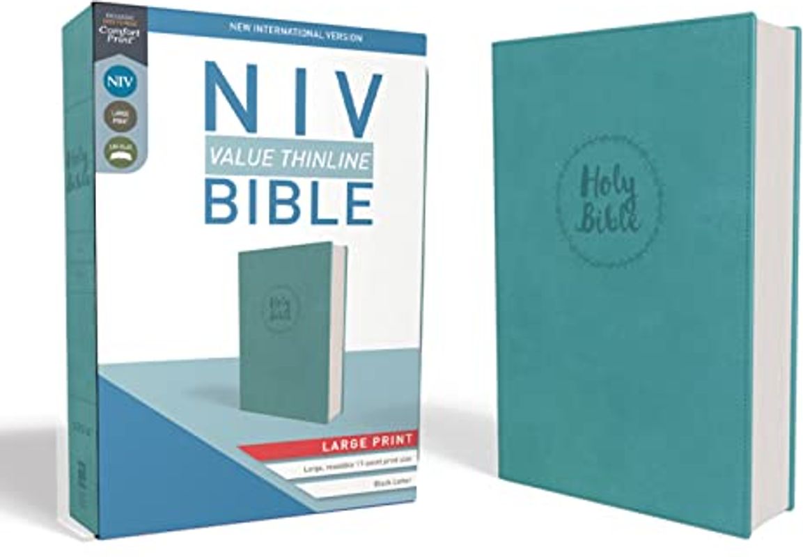 NIV, Value Thinline Bible, Large Print, Imitation Leather, Blue