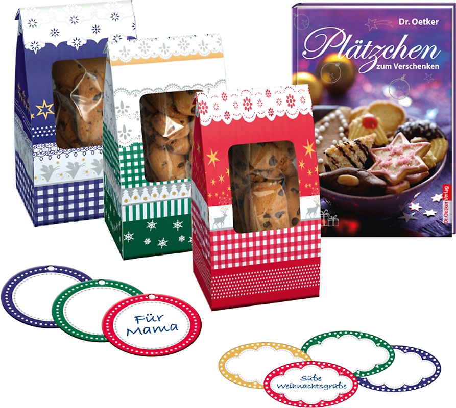 Plätzchen zum Verschenken - Set mit Geschenktüten, Etiketten und Anhängern