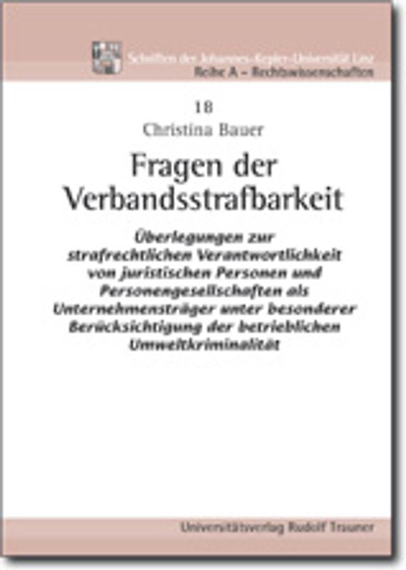 Fragen der Verbandsstrafbarkeit