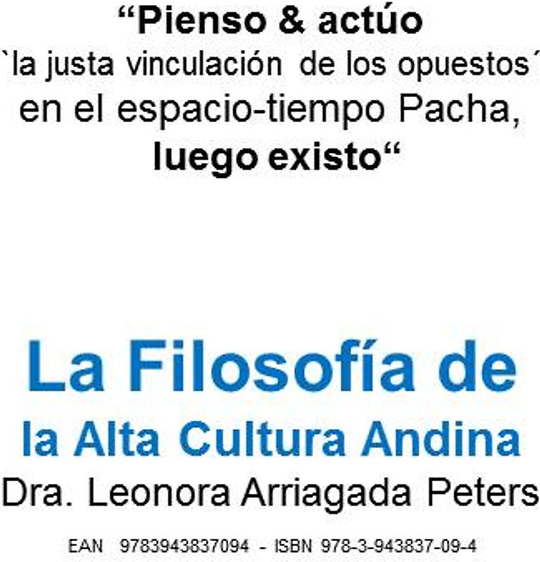 La Filosofía de la Alta Cultura Andina.