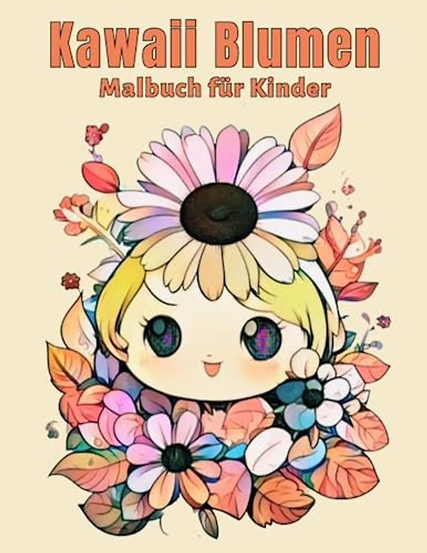 Kawaii Blumen Malbuch für Kinder: Niedliche und lustige Malvorlagen mit einer attraktiven Sammlung von Kawaii-Blumen für Kinder und Jugendliche.