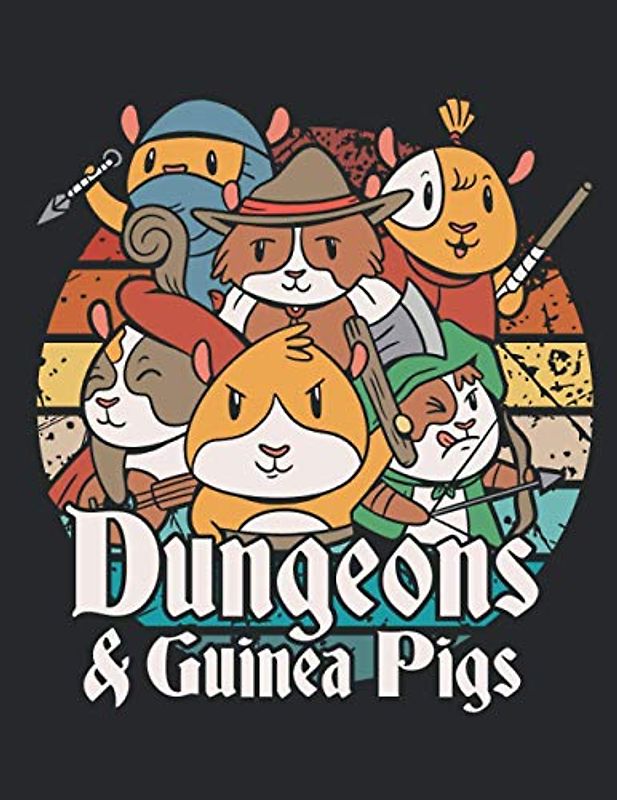 Dungeons And Guinea pigs Retro vintage Tabletop Gaming RPG: cartoon notebook with Lined paper ( 8.5 x 11) inches , 100 Pages. Daily Diary, School Notebook, Journal, Log or Composition Book.