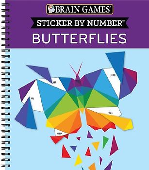Brain Games - Sticker by Number: Butterflies (14 Images to Sticker)