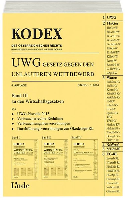 KODEX UWG Gesetz gegen den unlauteren Wettbewerb 2014