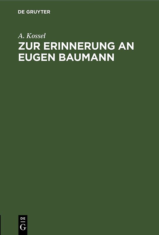 Zur Erinnerung an Eugen Baumann