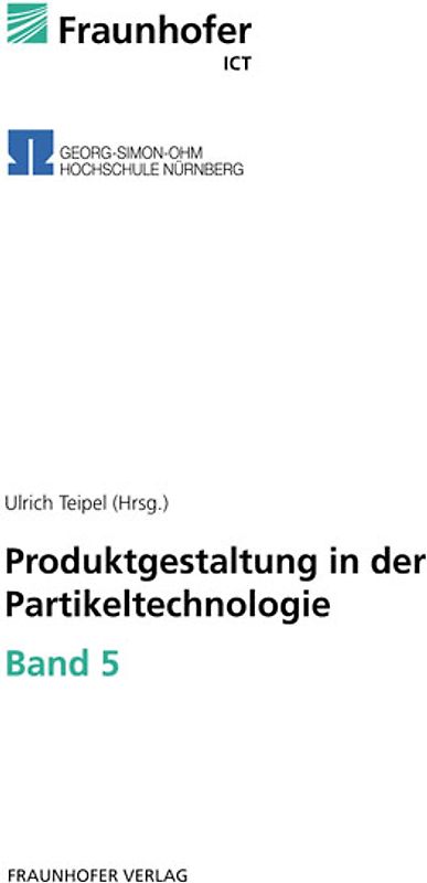 Produktgestaltung in der Partikeltechnologie - Band 5.