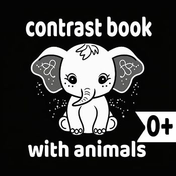 Contrast Book for babys (0 Month +) with animals: black and white book for the visual stimulation of newborns