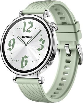 Huawei Watch GT 4 41 mm argent avec bracelet fluorélastomère vert