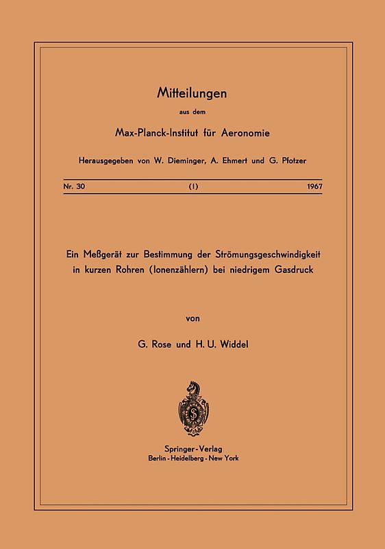 Ein Messgerät zur Bestimmung der Strömungsgeschwindigkeit in Kurzen Rohren ( Ionenzählern ) Bei Niedrigem Gasdruck