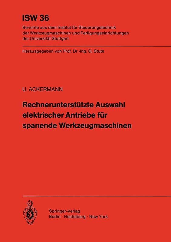 Rechnerunterstützte Auswahl elektrischer Antriebe für spanende Werkzeugmaschinen