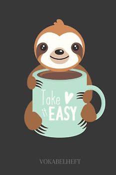 Vokabelheft: Vokabelheft Faultier, 60 Seiten mit je 2 Spalten, A5