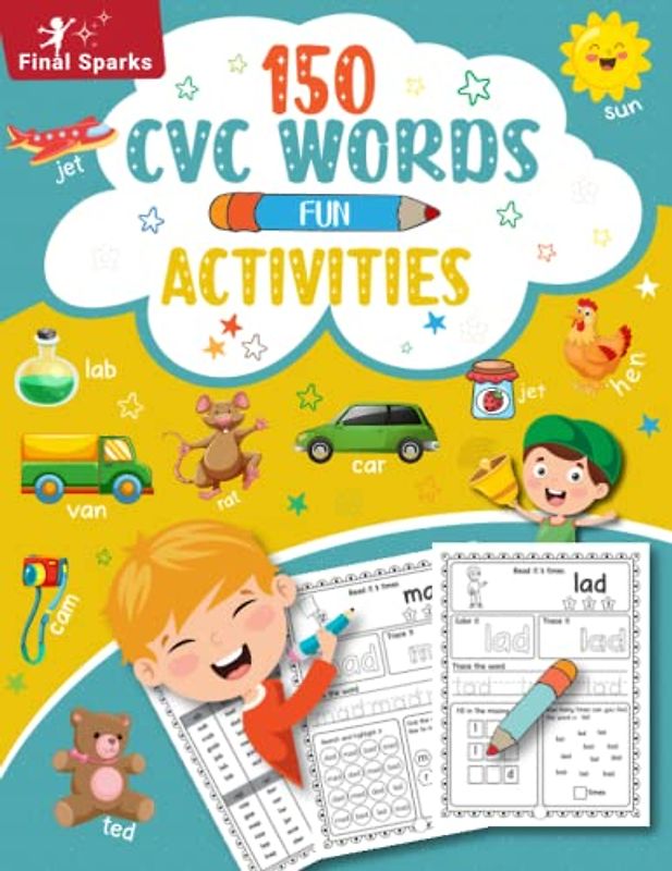 150 CVC Words Fun Activities: Easy to Learn CVC Words for Kindergarten Workbook