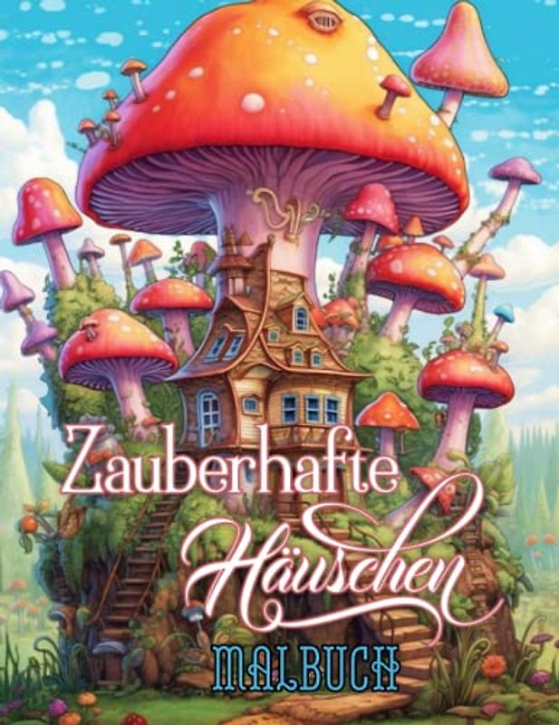 Zauberhafte Häuschen Malbuch: Entspannendes Ausmalbuch für Erwachsene mit zauberhaften kleinen Häuschen und Pilzhäusern für Kinder und Erwachsene