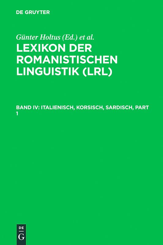 Lexikon der Romanistischen Linguistik (LRL) / Italienisch, Korsisch, Sardisch