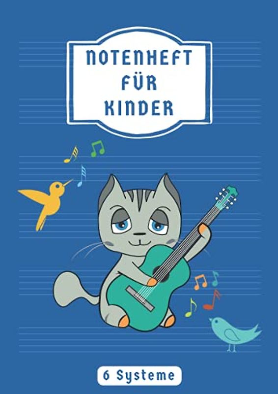 Notenheft Für Kinder: Din A4 Große Linien 6 Systeme Schule| Musikheft für Kinder & Anfänger mit Hilfslinien & Notenlinien | 100 Seiten