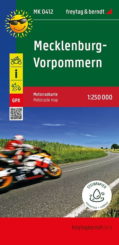 Mecklenburg-Vorpommern, Motorradkarte 1:250.000, freytag & berndt