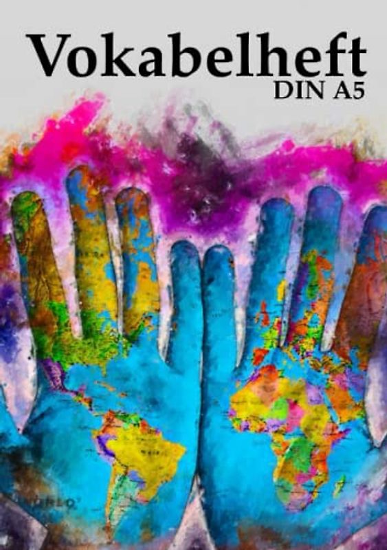 Vokabelheft DIN A5: Buntes Vokabelheft, A5, 100 Seiten, gebunden, Softcover, 2 Spalten