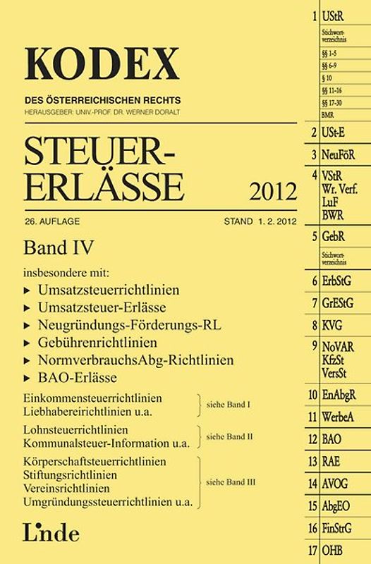 KODEX Steuer-Erlässe 2012, Band IV