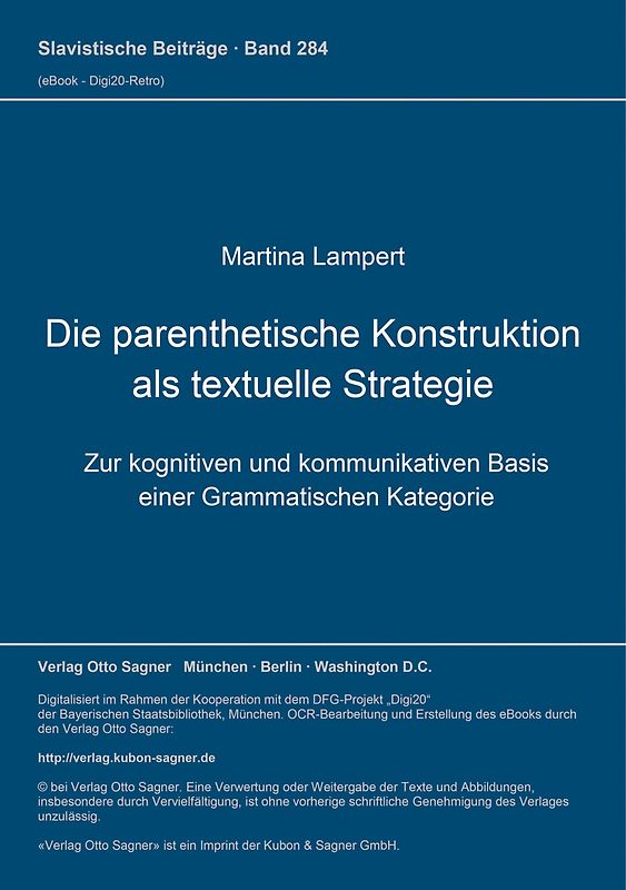 Die parenthetische Konstruktion als textuelle Strategie