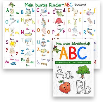 Mein buntes Kinder-ABC DIN A4 in Grundschrift + Mein erstes Schreiblernheft Grundschrift