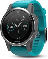 Garmin Fenix 5S 42 mm argent au bracelet silicone turquoise