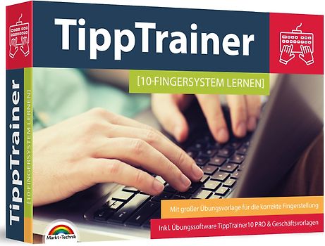 10 Finger Tippen für zu Hause am PC lernen - blind jedes Wort finden - Maschinenschreiben inkl. Tipp Trainer Software für den PC