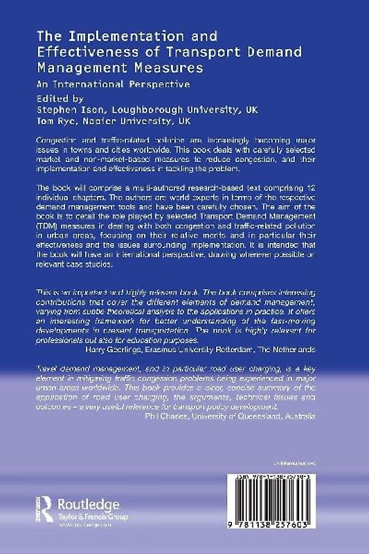 The Implementation and Effectiveness of Transport Demand Management Measures