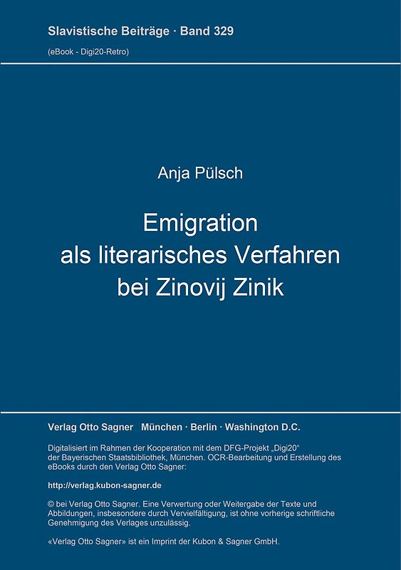 Emigration als literarisches Verfahren bei Zinovij Zinik