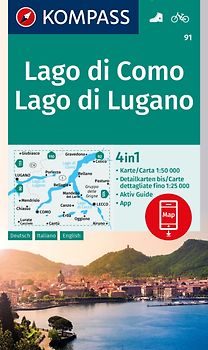 KOMPASS Wanderkarte 91 Lago di Como, Lago di Lugano 1:50.000