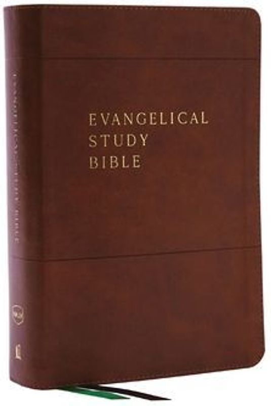 Evangelical Study Bible: Christ-Centered. Faith-Building. Mission-Focused. (Nkjv, Brown Leathersoft, Red Letter, Thumb Indexed, Large Comfort Print)