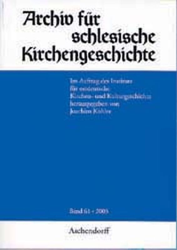 Archiv für Schlesische Kirchengeschichte