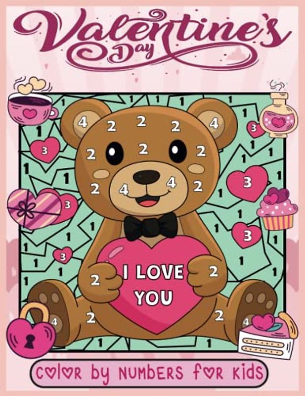 valentines day color by number: A Valentine Colour By Number Activity Book For Children | Easy Coloring Fun Girls & Boys Gift